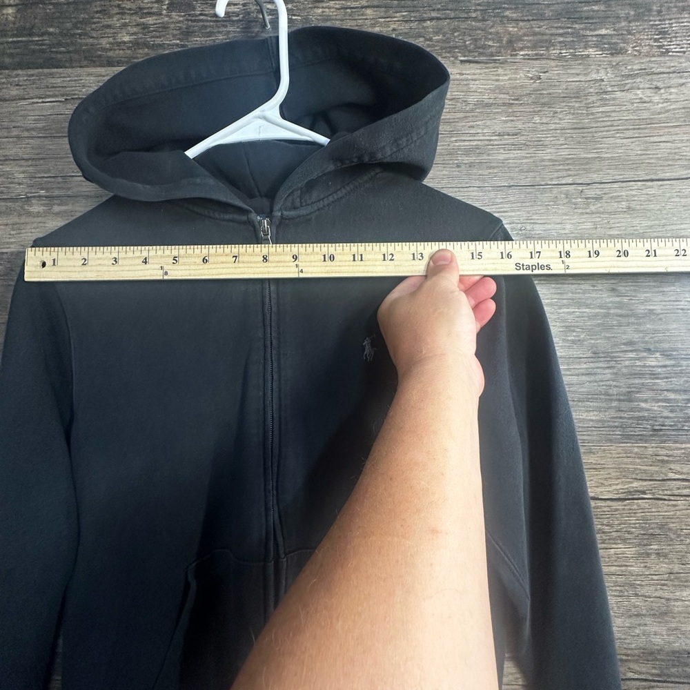 Polo by Ralph Lauren Kids Boys Black Zip-Up Hoodie with Hood and Ribbed Cuffs - Picture 7 of 9